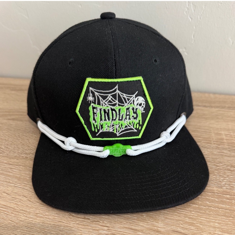 Findlay Hats September 2022 Hat of the Month Black Neon Green Snapback Skull Cap